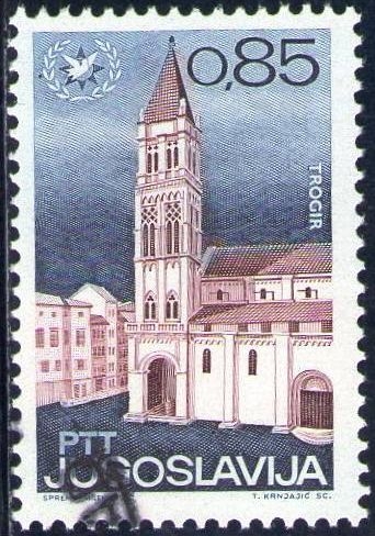 z vendido Yugoslavia 1966 Scott 878 Sello * Catedral Trogir Matasellos de Favor Preobliterado 